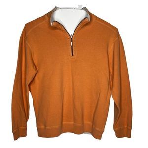 Joe Marlin Quarter Zip Pullover Sz M Cotton Ribbed Trim Shirt